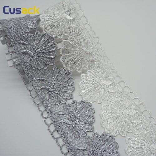 3 yards 6 cm Scallop Lace Trims Ribbon Applique Polyester for Dress Costumes Home Textiles Sewing Accessories White Black Gray