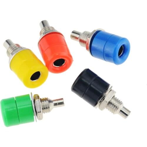 5PCS Colorful Longer 4MM Banana Socket Terminal 4mm Jack Security Panel Socket Banana Female Plug Holder Max 24A