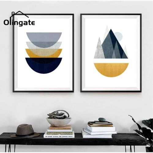 Abstract Mid Century Geometric Wall Picture Print Modern Scandinavian Canvas Painting One Piece Canvas Poster Home Room Decor