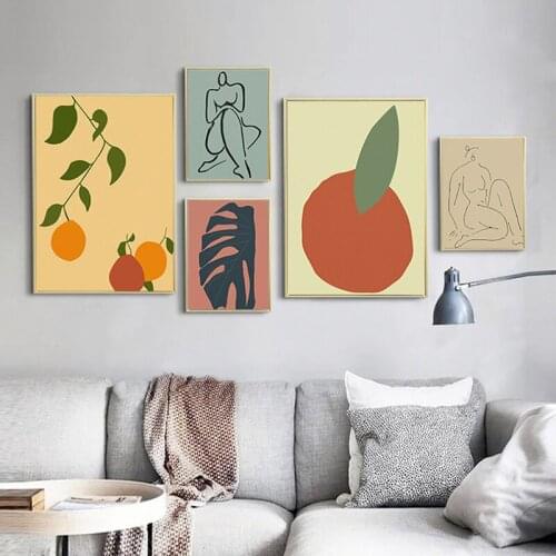 Abstract Matisse Line Face Art Leaves Painting Girl Body Back Minimalist Wall Art Canvas Poster Print Nordic Picture Home Decor