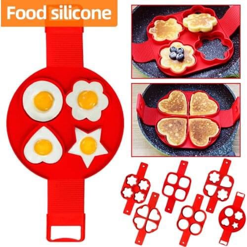 Non-stick Egg Pancake Ring Pancake Maker Mold Silicone Egg Cooker Fried Egg Shaper Omelet Moulds for Kitchen Baking Accessories