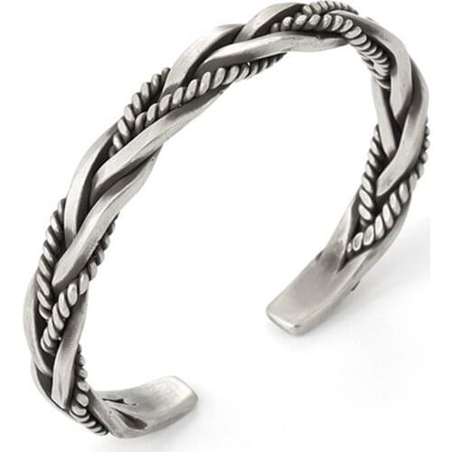 Cuff Bracelet for Men Wide Open Adjustable Twist Braided Bracelet Weave Style Bangle Wrap Jewelry Gift LL@17