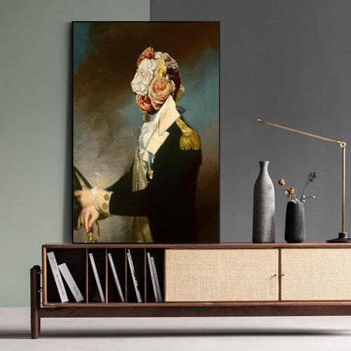 Flower Veil Woman and Soldier Portrait Retro Poster Art Print Art Picture, Living Room Modern Cuadros Canvas Art High Quality