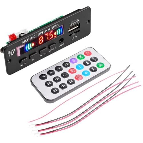 Kebidu 12V Amplifier Wireless Bluetooth V5.0 decoder board MP3 WMA Car MP3 Player USB Recording Module FM AUX Radio Color screen