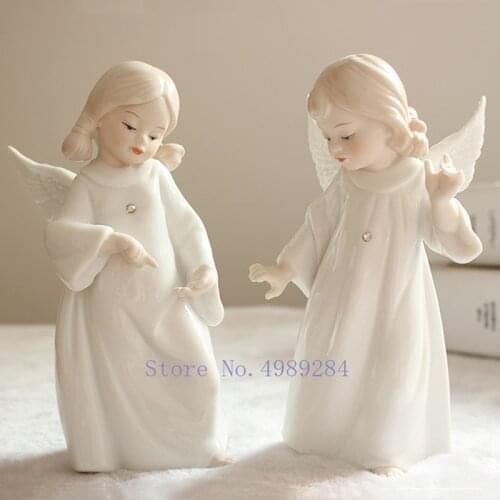 Nordic Creative ceramics angel Cute girl Modern home Decorative decoration Childrens bedroom Decorative crafts Figurine
