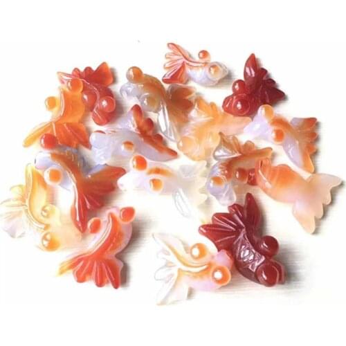 Red Agate Goldfish Crystals Healing Stones Wholesale Natural Folk Crafts For Decoration 2 pcs