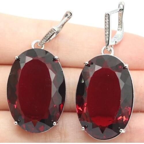 50x28mm Super Big Heavy European Desig 12.4g Created Blue Aquamarine CZ For Womans Silver Earrings Eye Catching