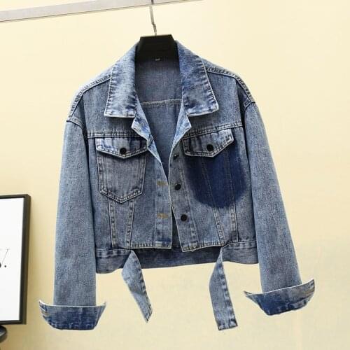 New Women Jacket 2020 Autumn Denim Jacket Loose Casual Jeans Coat Female Turn-down Collar Short Coat Outwear Bomber Jacket P873