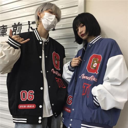 American street baseball suit 2021 new womens letter jacket hip hop autumn long sleeve plus size high street couple coat