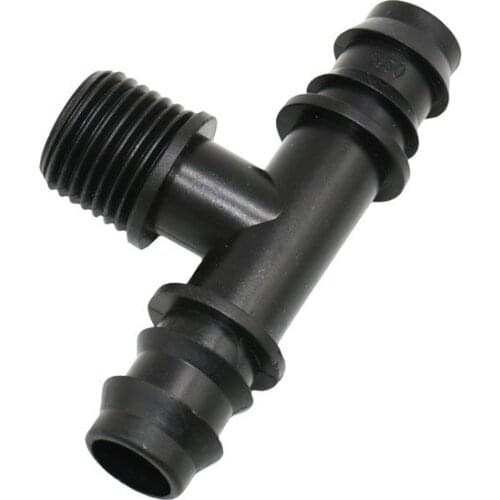 Male thread 1/2 to 20mm hose barb tee water splitter 3/4 hose 2-way irrigation connector 25 pcs