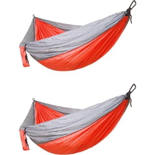 Outdoor nylon parachute, gray and orange hammock, single and double camping riding, indoor leisure swing chair