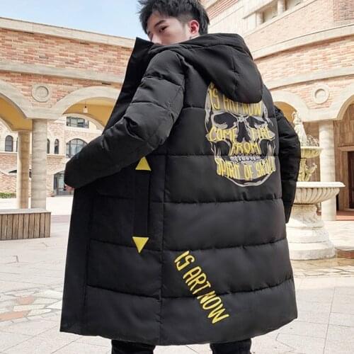 New Mens Winter Thick Warm Parka Coat Long Hooded Print Casual Outwear B111