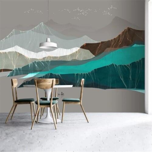 Milofi new Chinese style modern Zen light luxury abstract ink landscape background wall painting wallpaper