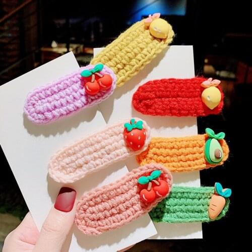 Autumn and Winter Children Cute Candy Fresh Fruit Carrot Ornament Hair Clips Girls Lovely Knitting Hairpins Kid Hair Accessories