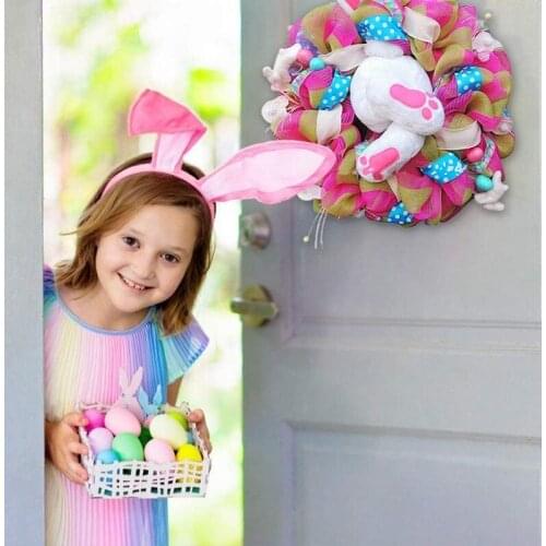 Easter Cute Bunny Butt Plush Wreath, Bunny Wreath for Easter Decoration, for Front Door Living Room Wall Garden