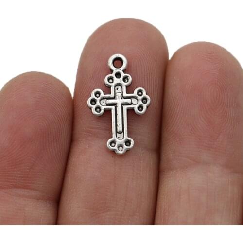 30PCS Silver Plated Cross Charms Pendants for Jewelry Making Bracelet DIY Accessories 20x12mm