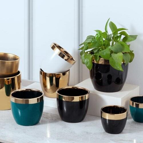 Simple Nordic style ceramic succulent flowerpot creative Morandi ins green plant modern green sill personality flowerpot