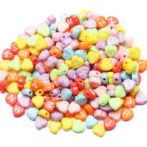 Mixed Color Heart-Shaped Acrylic Letter Beads 7mm Loose Spacer Beads For Jewelry Making DIY Becklace Bracelet Accessories