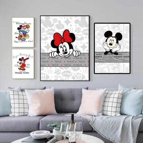 Mickey and Minnie Cartoon Canvas Painting Disney Anime Posters and Prints Wall Art Pictures for Living Room Home Decoration