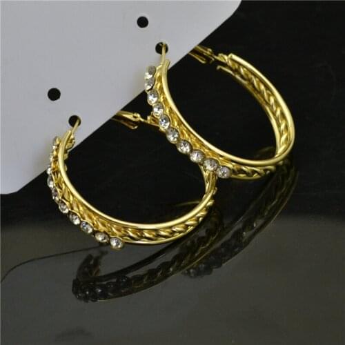 Hoop Earrings for women 2020 Fashion jewelry Accessories Big circle gold ring ear alloy Shiny Rhinestone Youth Ladies earrings
