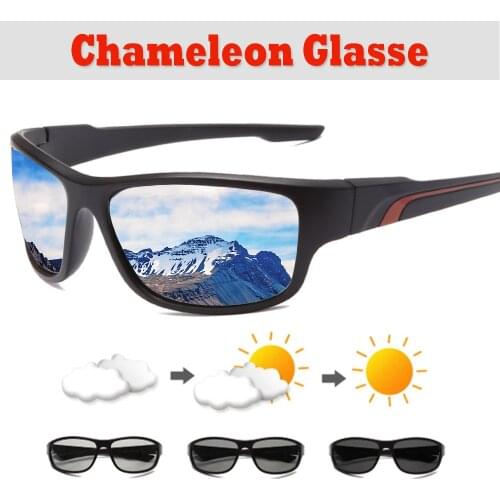 Polarized Photochromic Sunglasses Men Brand Design Driving Chameleon Discoloration Sun Glasses Black Anti-Glare oculos masculino