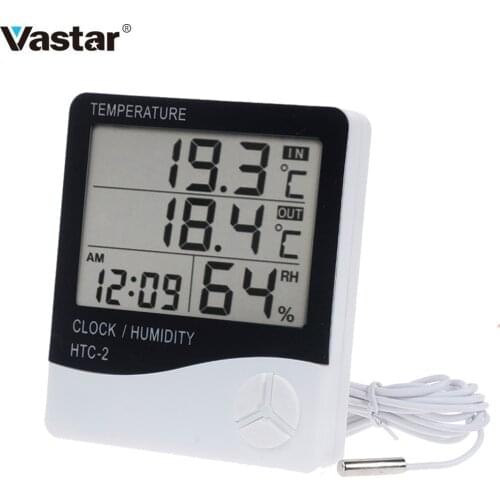Vastar Digital LCD Thermometer Hygrometer Electronic Temperature Humidity Meter Weather Station Indoor Outdoor Tester HTC-2
