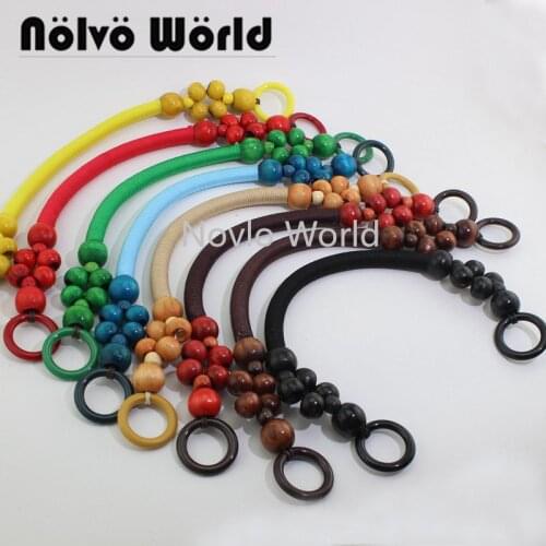 2-10-20 pieces 8 Colors 51cm Long Wood Beads Rope Handles For Handmade bags,Charming Bead Rope Bag Handle