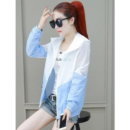 Women Sun Protection Clothing Sportsuit 2019 Summer Thin Hooded splice Coat Spring Autumn Loose Outdoor sportswear Outerwear
