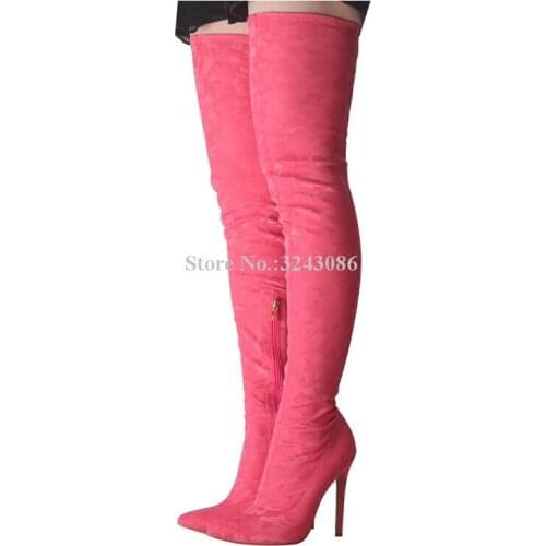 Women Elastic Long Boots Fashion Thin Leg Pointed Toe Stiletto Heel Over the Knee Boots Lady Sexy Autumn Winter Female Shoes