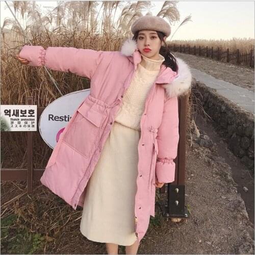 Winter Jacket Women New 2019 Coats Artificial raccoon hair collar Female Parka black Thick Cotton Padded Ladies coats Z9