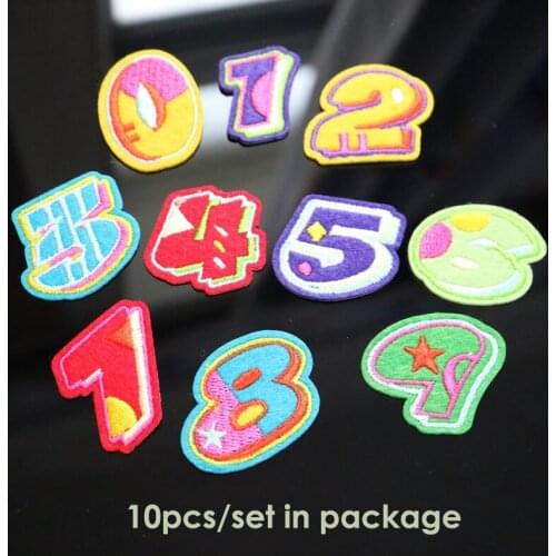 10pcs/set numbers iron on patches for clothing Small embroidery parches ironing applique sticker for bags backpack jeans