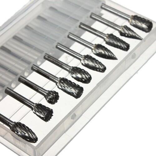 10x/Set 1/8\ 6mm Tungsten Carbide Burr 3mm Rotary Cutter files CNC Engraving Diamond Cut Rotary Dremel Tools Electric Grinding