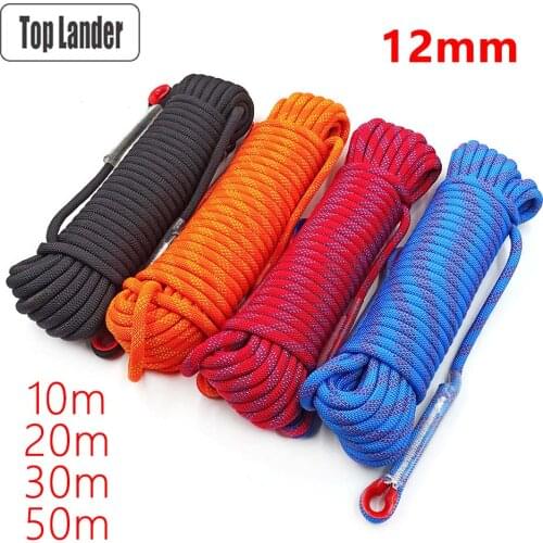 12mm Climbing Rope Outdoor Tree Rock Equipment Mountaineering Lifeline Emergency Survival Safety Gear Escape Rescue Static Rope