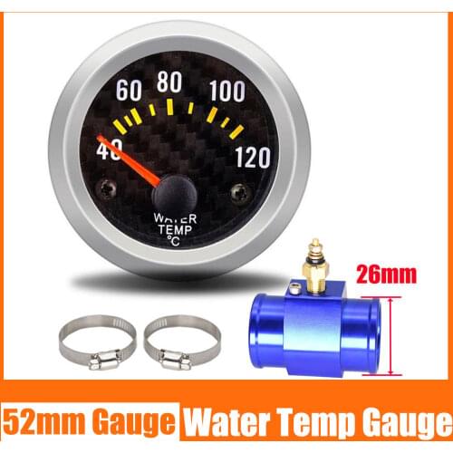 2" 52mm Water Temp Gauge + 1 / 8 NPT Sensor + Adapter Digital 40~120 Celsius degree 12V/24V Car Truck Motorcycle Universal