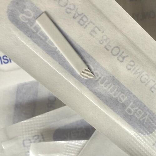 200 PCS Tattoo Needles Agulhas Tebori 7 pins Microblading 7 Flex Curved Blades For Permanent Make Up Manual Eyebrow Pen 0.25MM