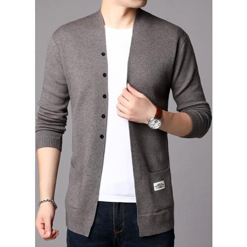 2021 Fashion Mens Cardigan Jackets Coats Knited Autumn Thin Male Sweater Outwear Pocket Casual Solid Knitwear Sueter Masculino