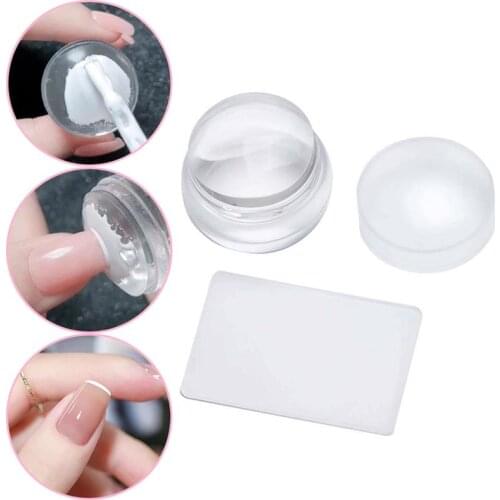 3pcs Nail Template Set Jelly Headband Scraper Nail Template Printing Silicone Hot Stamping Plate Tool Nail Stamp Accessories