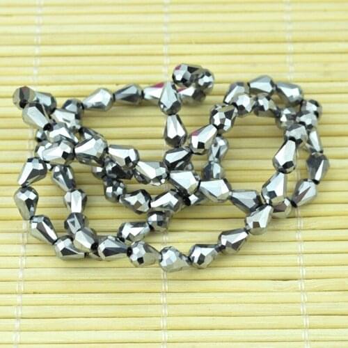 350pcs 5x7MM Oval WaterDrop Crystal Beads Silver Plating Crystal Glass beads Faceted Crystal Beads Curtains Chandelier Light DIY