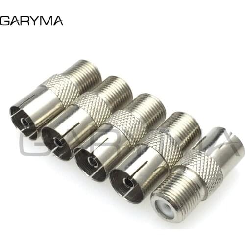 5pcs F Female Plug to PAL Female Jack Straight RF Coaxial Adapter F-type Connector TV