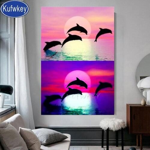 5d diy diamond painting animals diamond mosaic dolphins diamond embroidery 3d full square round drill puzzles kid painting