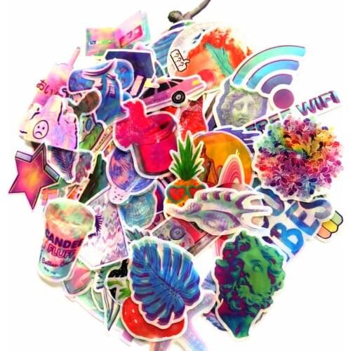 70Pcs/lot Vaporwave And Pop art Reflective Colorful Stickers For Car Skateboard Helmet Bicycle Suitcase Doodle Fashion Decals