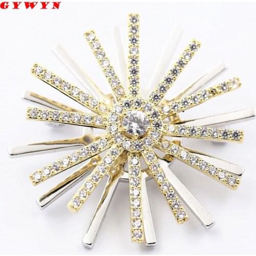 Brooch Trendy Cubic Zircon Round Copper Rotatable Brooch Graceful Gold Color For Men&Women Charm Jewelry Garment Accessories