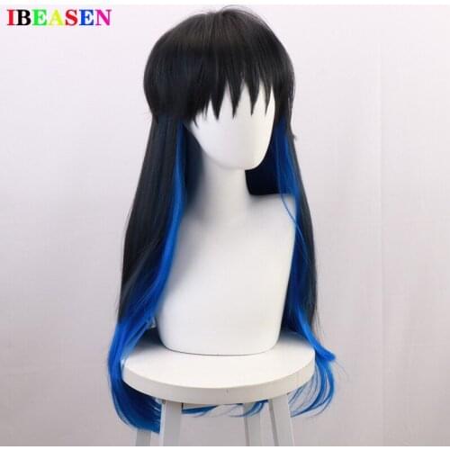 Demon Slayer Kimetsu no Yaiba Hashibira Inosuke Cosplay Wig Gradient long straight Hair wig Halloween Carnival costume Wigs