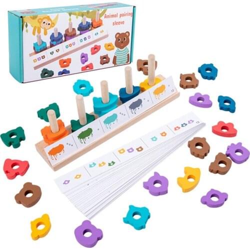 Children Geometric Shape Matching Wooden Toys Montessori Early Educational Logical Thinking Training Stacking Games Toys For Kid