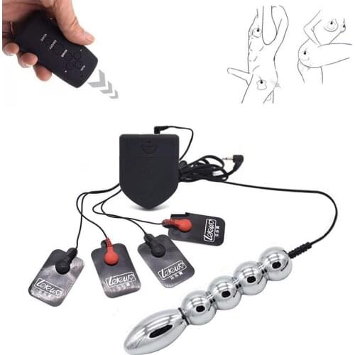 Electro Shock Nipple Pads Breast Body Massage Therapy, Wireless Remote Control Dual Output Host Electric Stimulate Sex Toys