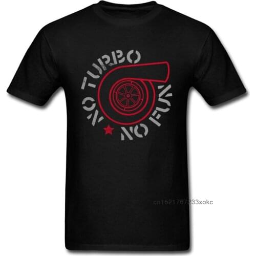 No Turbo No Fun T Shirt Men T-shirt Hipster Tops Tees Black Tshirt Letter Clothing O Neck Cotton Streetwear Young Style