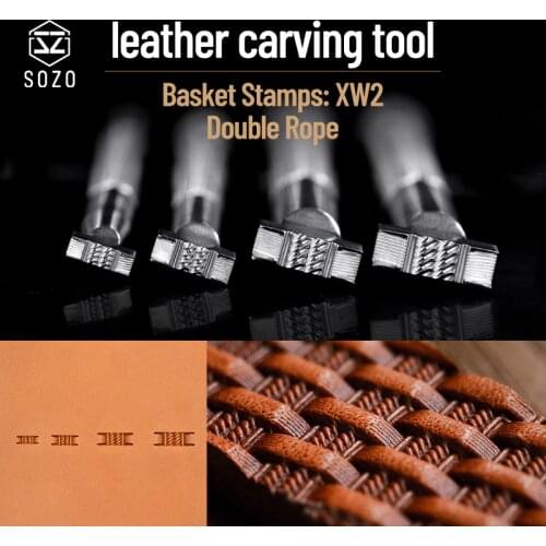 SOZO XW2 Basket Pattern Leather Stamping Tool Double Rope Handmade Carving Printing Stamps Saddle Making 304 Stainless Steel