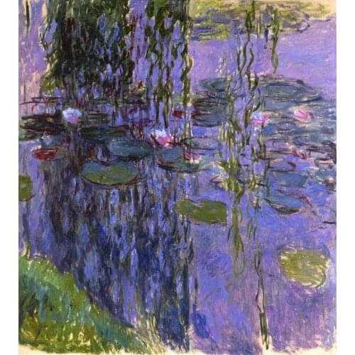 100% handmade landscape oil painting reproduction on linen canvas,water-lilies-1919-4 by Claude Monet,Free DHL Shipping