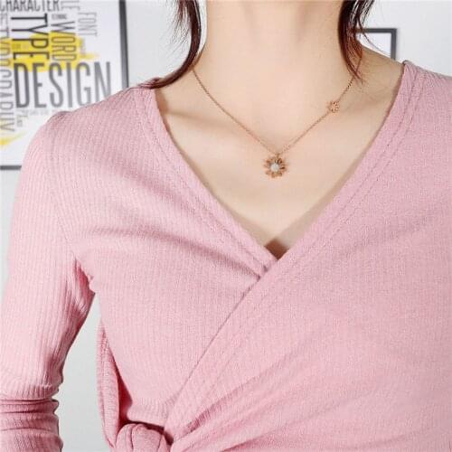 Korean Fashion Of The SimpleCold Wind Stainless Steel Necklace For Women Rose Gold 460MM Gift To Girlfriend Jewelry 2021 Trend