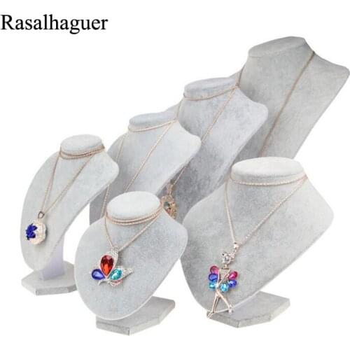 Hot Selling Mannequin Jewelry Stand Gray Ice Velvet Pendants Necklaces Display Model Bust Show Exhibitor 6 Sizes Options